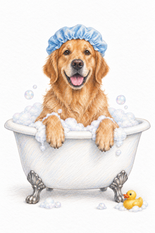 Bathroom & Spa Pets Portrait – Bubble Bath