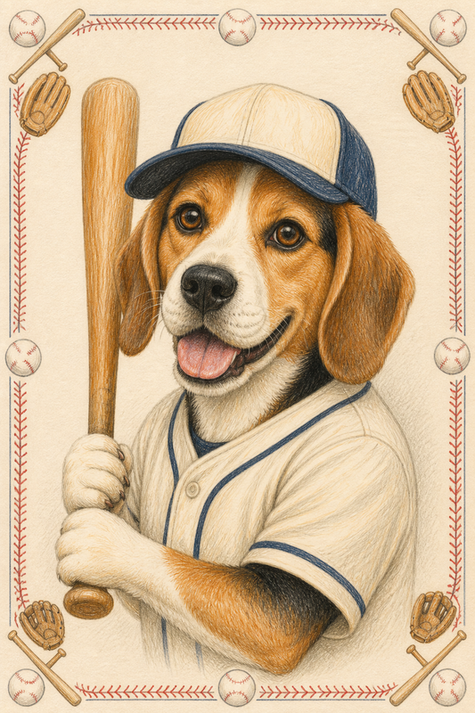 Painted Paws personalised sporting pet portrait — Baseball