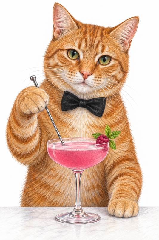 Painted Paws personalised kitchen-cafe-bar-themed pet portrait — Cocktail Bartender