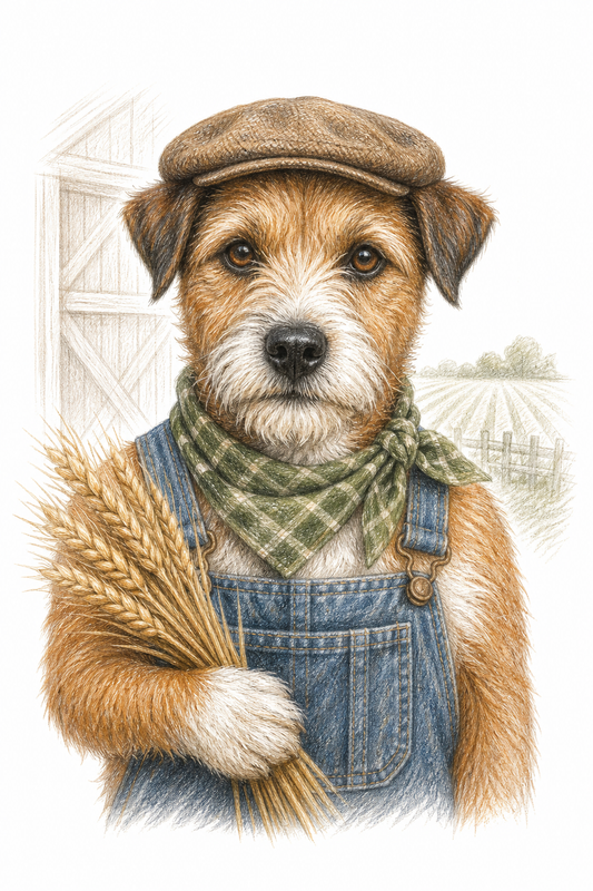 Painted Paws personalised work-themed pet portrait — Farmer