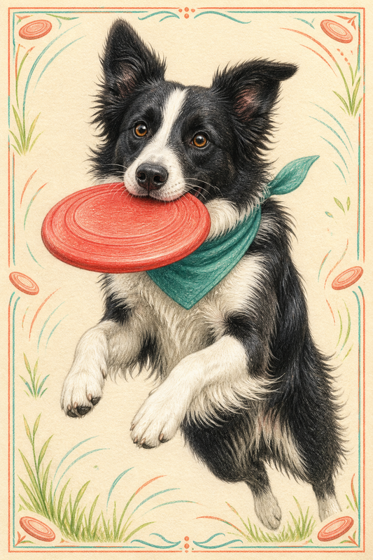 Painted Paws personalised sporting pet portrait — Flying Disc