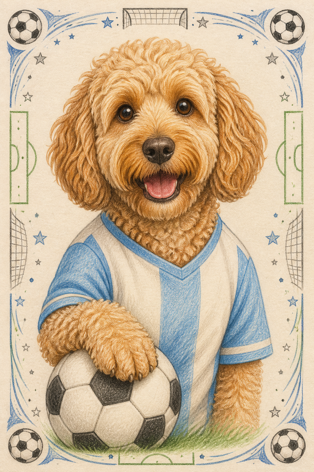 Painted Paws personalised sporting pet portrait — Football