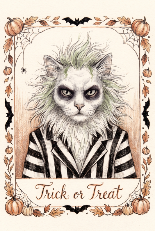 Painted Paws Halloween pet portrait — Beetlejuice