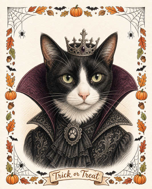Painted Paws Halloween pet portrait — Gothic Royalty