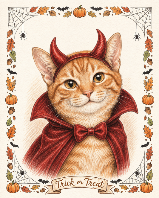 Painted Paws Halloween pet portrait — Little Devil
