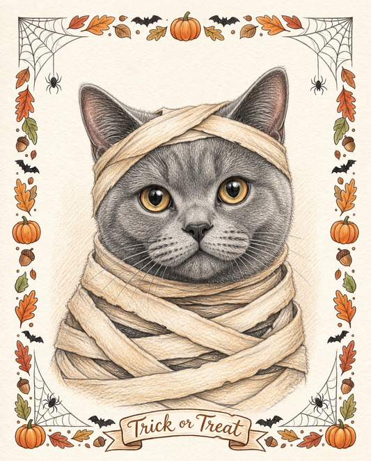 Painted Paws Halloween pet portrait — Mummy