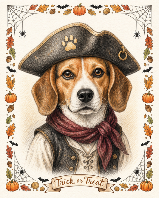 Painted Paws Halloween pet portrait — Pirate