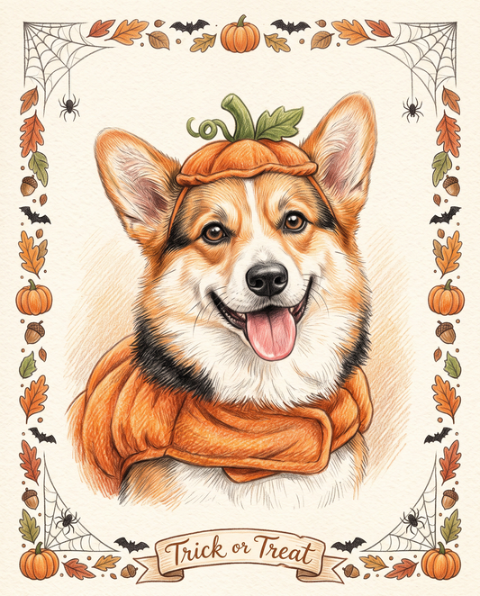 Painted Paws Halloween pet portrait — Pumpkin