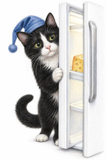 Kitchen, Café & Bar Pets Portrait – Midnight Fridge Raider