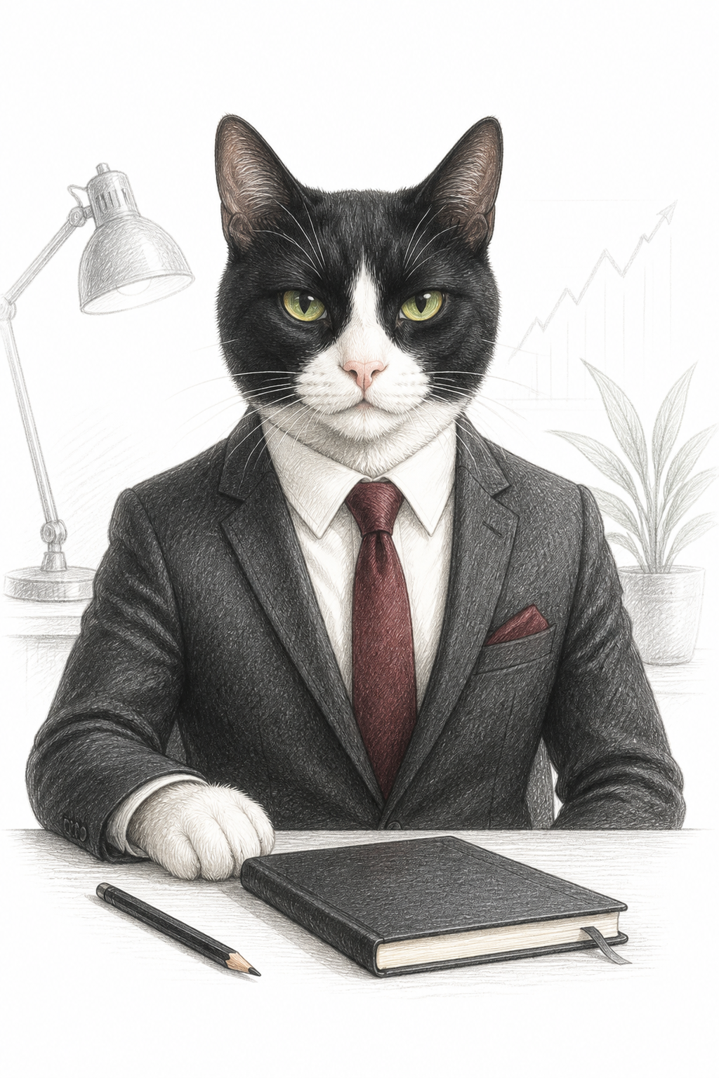 Painted Paws personalised work-themed pet portrait — Office Boss