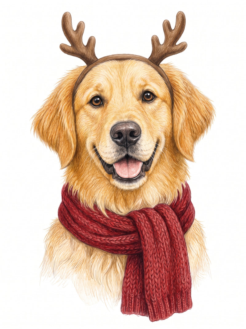 Reindeer Helper Christmas pet portrait example