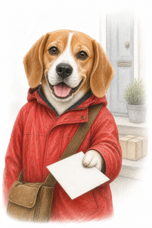 Pets at Work Portrait – Postie