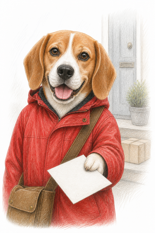 Painted Paws personalised work-themed pet portrait — Postie