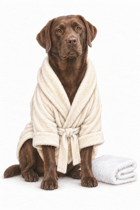 Painted Paws personalised bathroom-and-spa-themed pet portrait — Spa Day