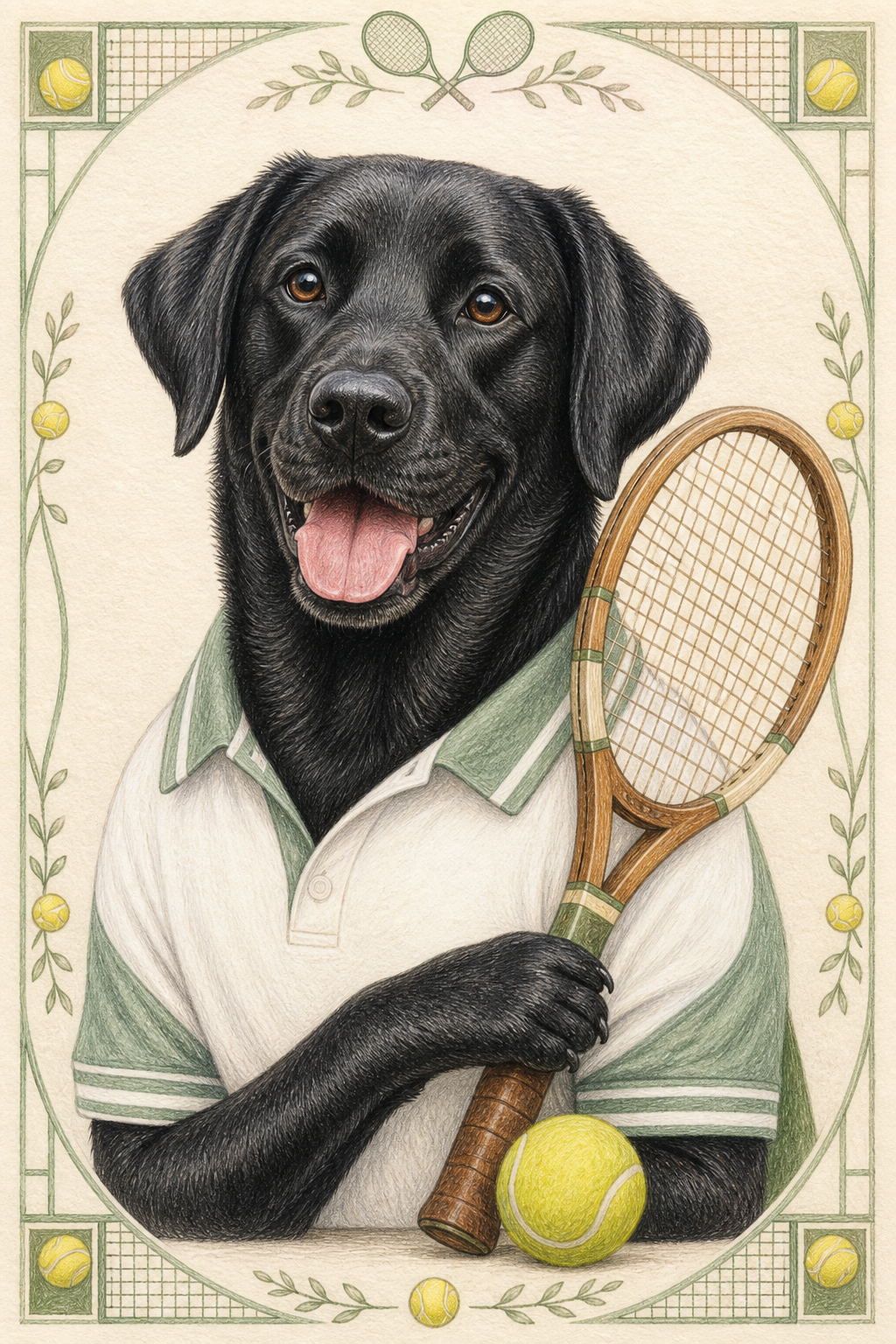 Painted Paws personalised sporting pet portrait — Tennis