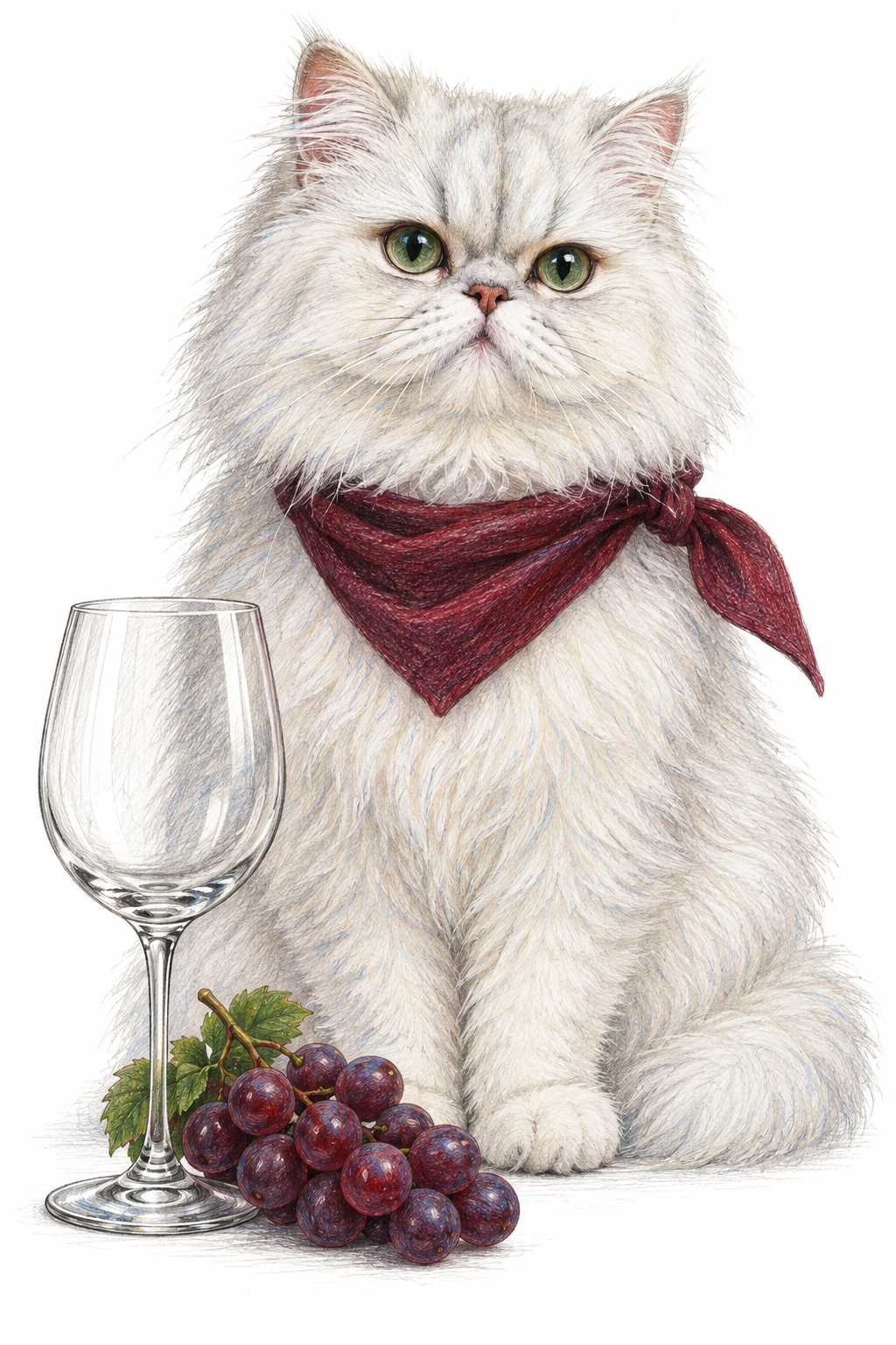 Painted Paws personalised kitchen-cafe-bar-themed pet portrait — Wine Connoisseur