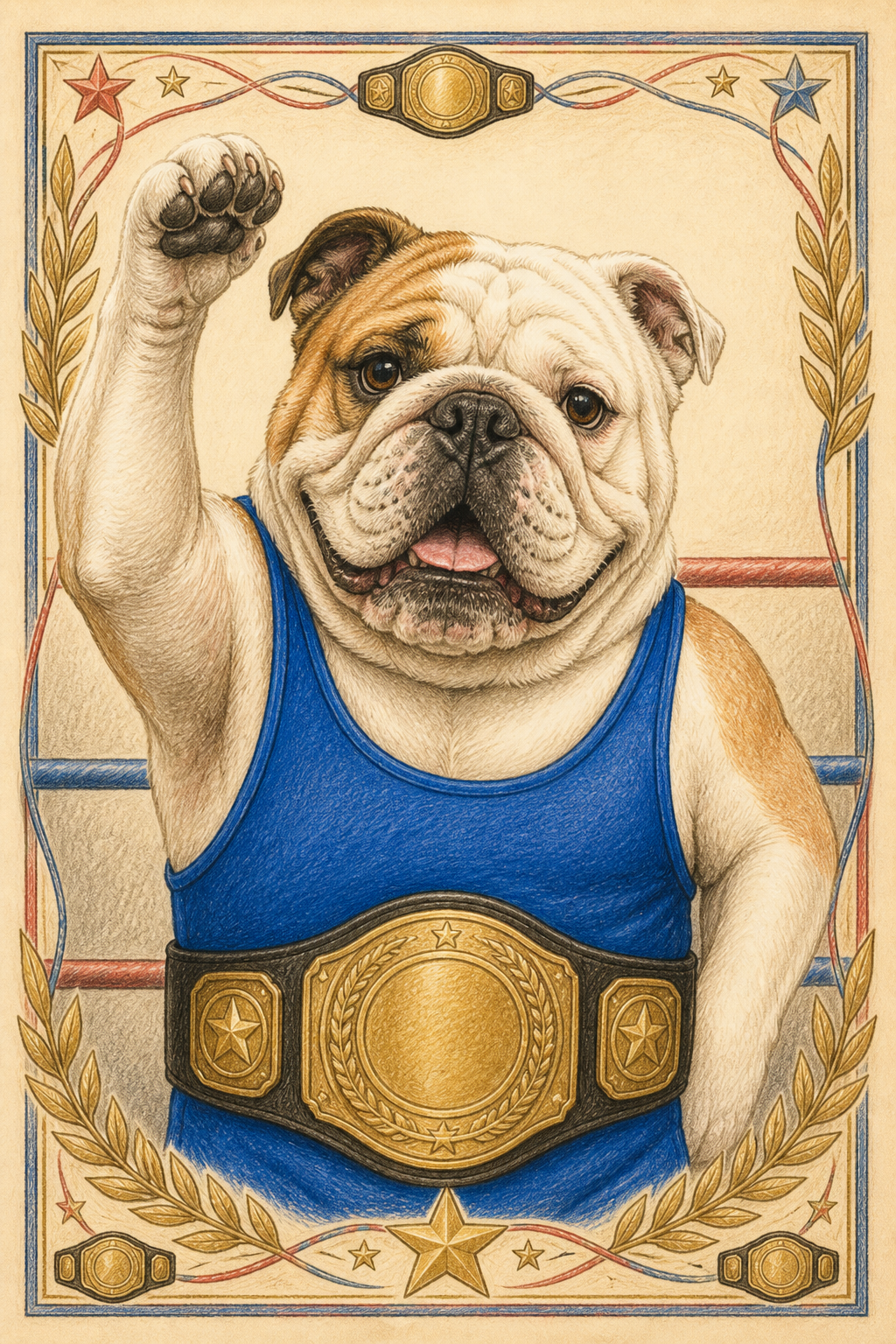 Painted Paws personalised sporting pet portrait — Wrestling